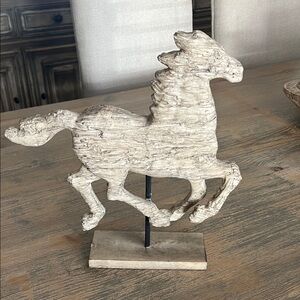 Rustic Wood-look Horse Sculpture
